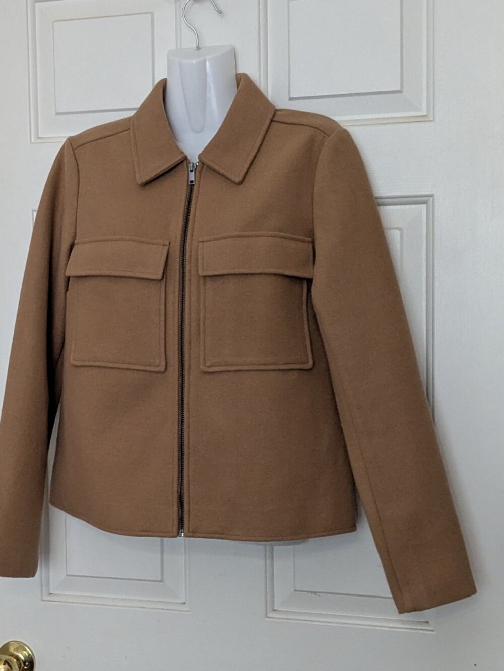 Nine West Petite Cropped Jacket – Short Size M Winter Coat Beige .